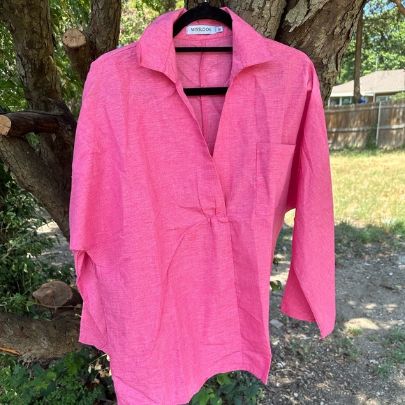 Pink cotton / poly blend shirt - perfect for summer! - Picture 5 of 10